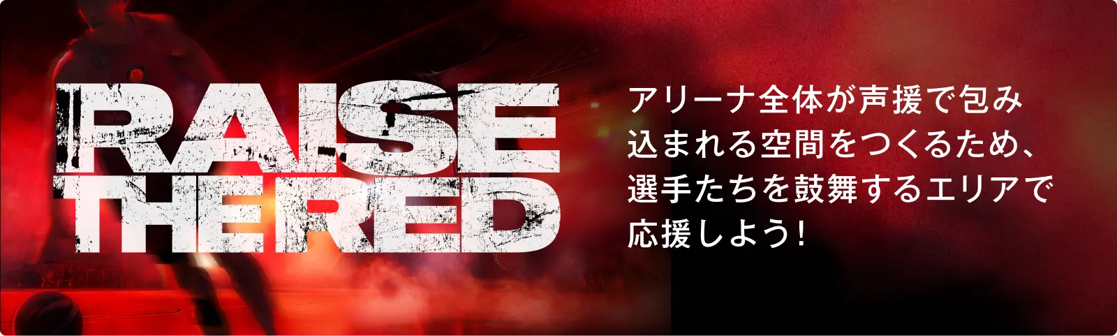 RAISE THE RED アリーナ全体が声援で包み込まれる空間をつくるため､選手たちを鼓舞するエリアで応援しよう！